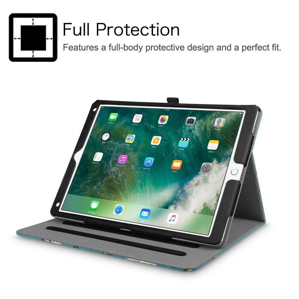 Fintie iPad Pro 12.9 Case - [Corner Protection] Multi-Angle Viewing Folio Stand Cover w/Pocket, Auto Wake/Sleep Feature for Apple iPad Pro 12.9 1st Gen 2015 / iPad Pro 12.9 2nd Gen 2017, Blossom