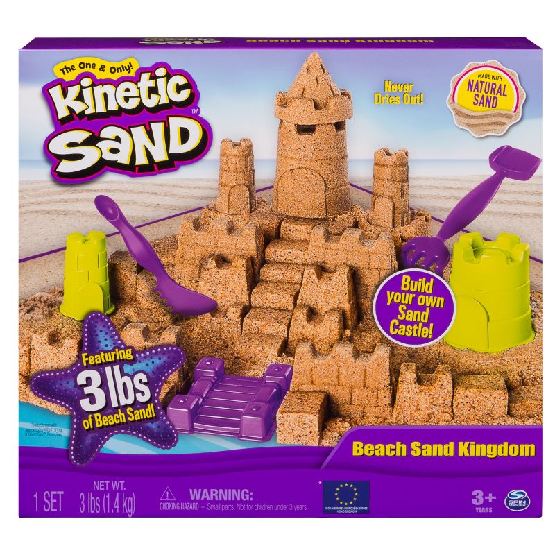 Kinetic Sand - Beach Sand Kingdom Playset with 3lbs of Beach Sand, for Ages 3 and Up