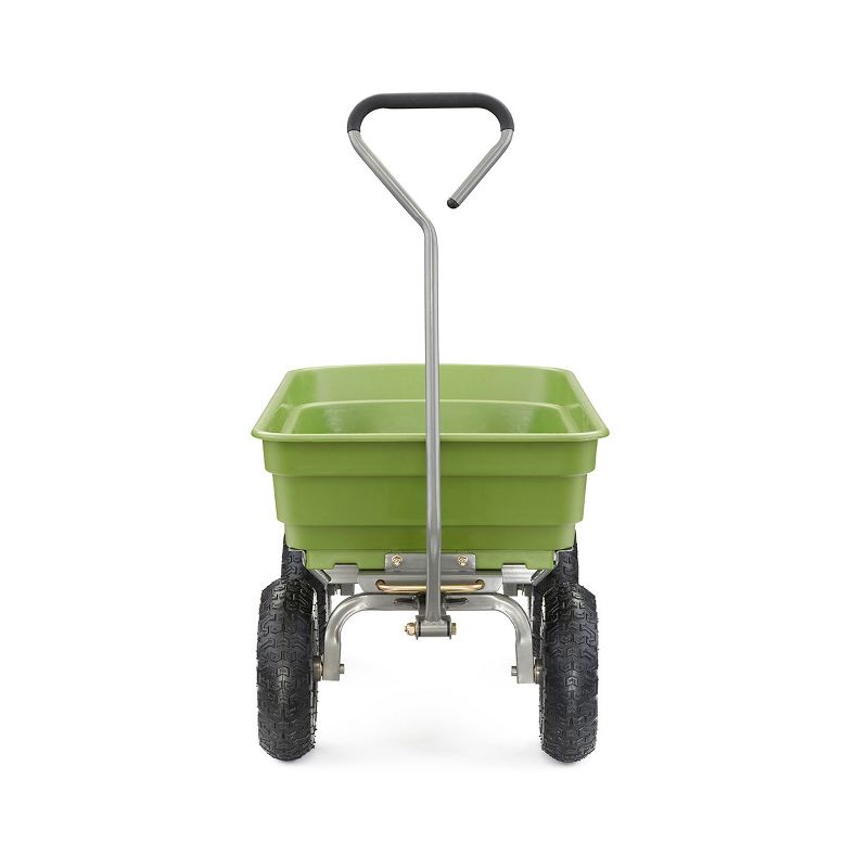 Gorilla Carts 600 Pound Capacity Heavy Duty Poly Yard Garden Steel Quick Dump Utility Wheelbarrow Wagon Trolley Cart with Straight Pull Handle, Green