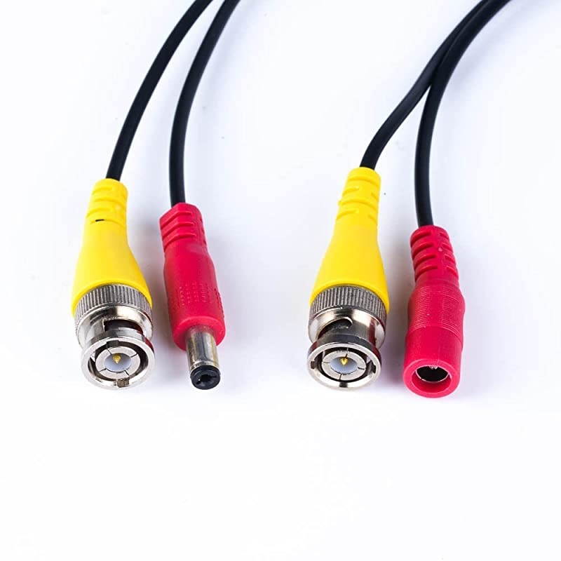 100 Feet PreMade AllinOne Siamese BNC Video and Power Cable Wire Cord with Two Female Extension Connectors for CCTV Security Camera DVR Black