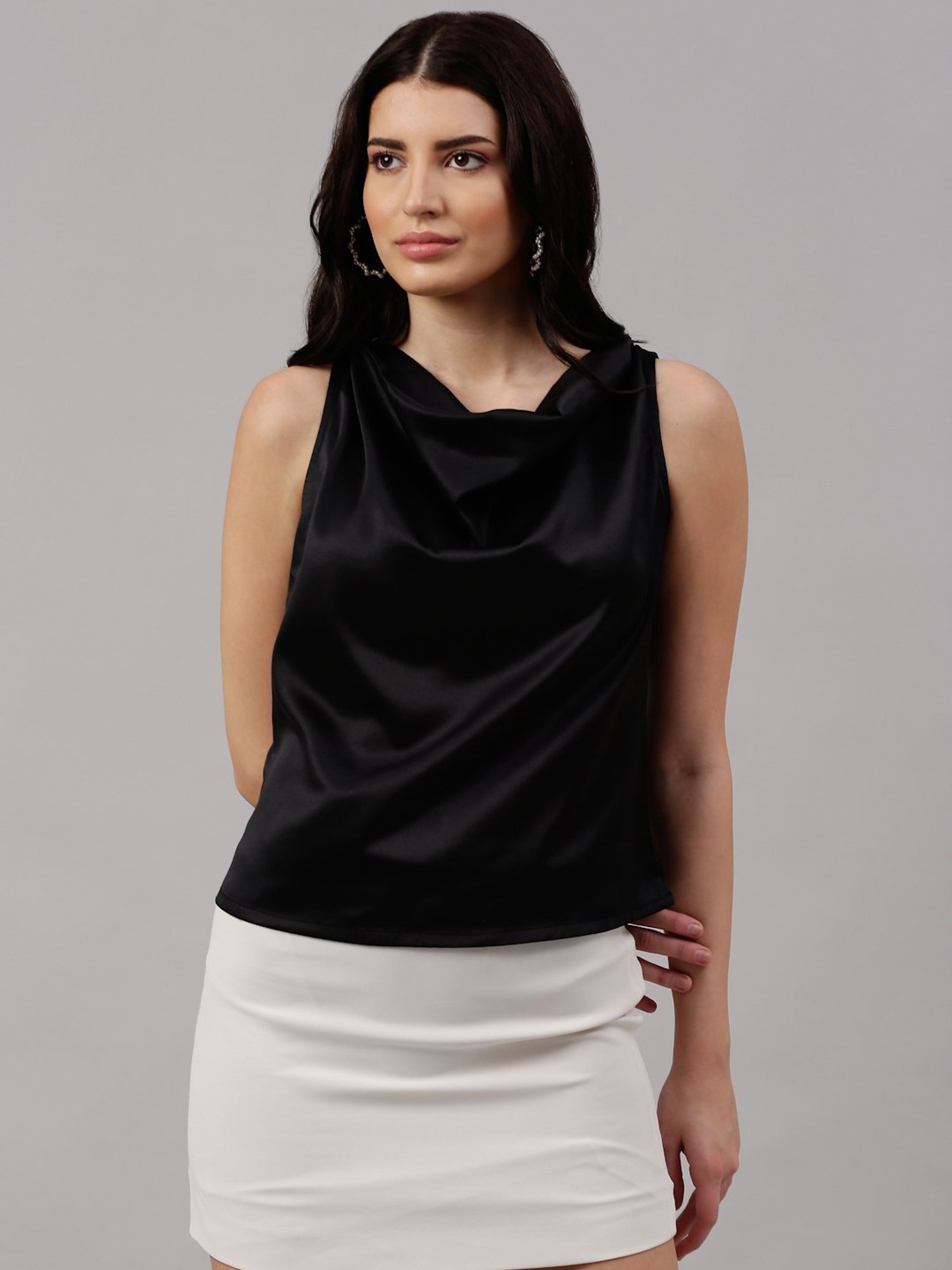 NEUDIS Black Cowl Neck Top