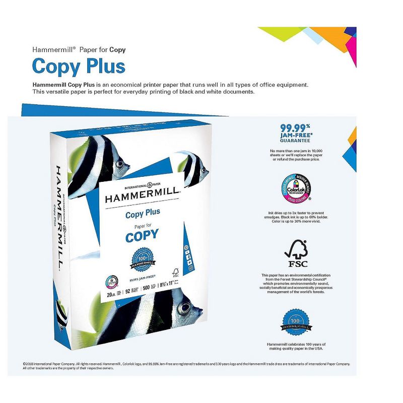 Hammermill MP Paper 20Lb 3-Hole 8-1/2"x11" 96 GE/112 ISO WE 103275RM