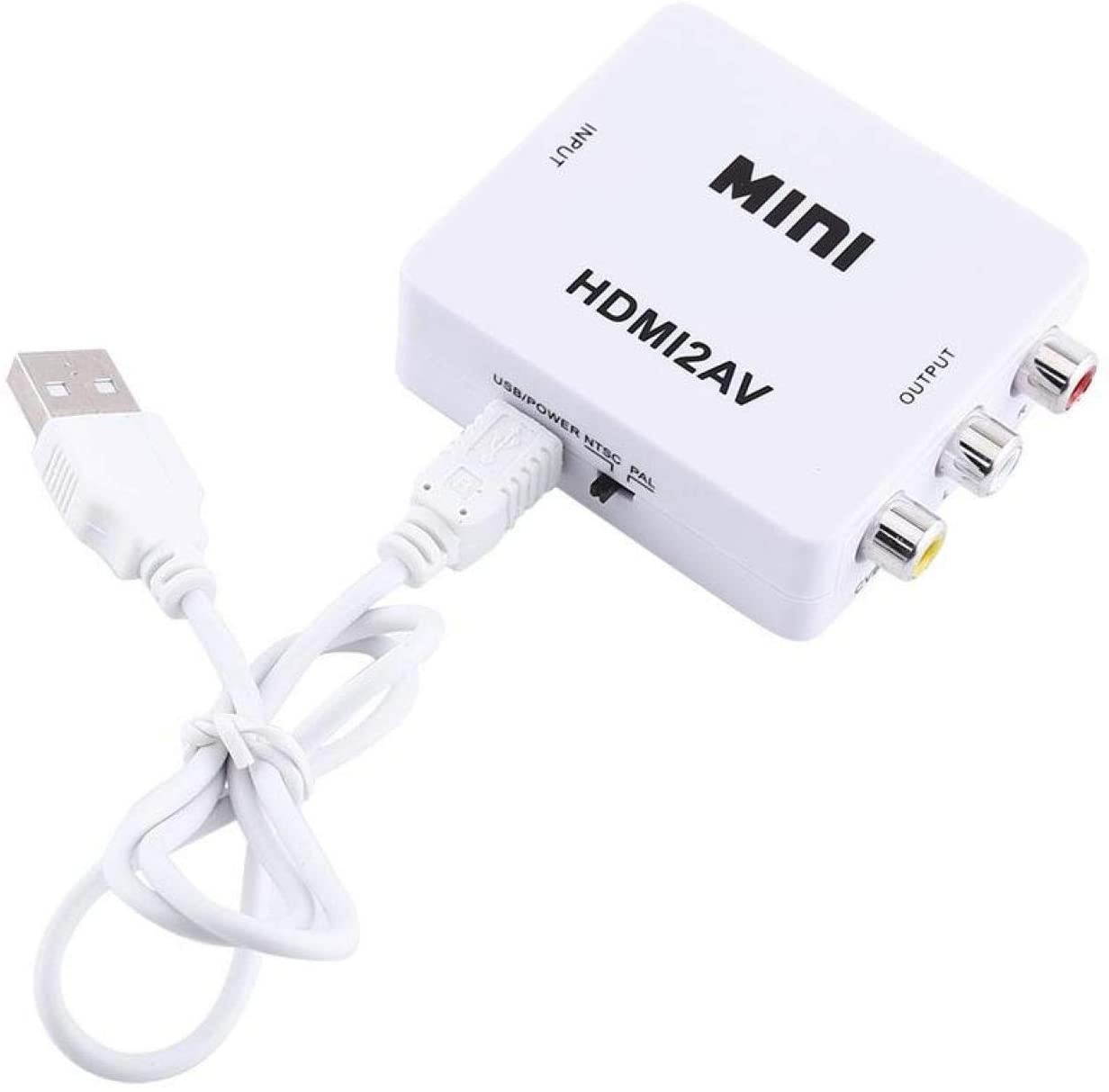 AV Converter, Portable to AV Adapter, 720p/1080p to Flexible Black/White for HD Camera HD DVD(White)