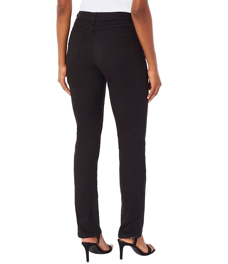 Ming Wang Stretch Denim Mid Rise Straight Leg Jean