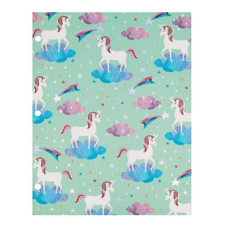 Unicorns 2 Pocket Paper Folder Teal - Greenroom