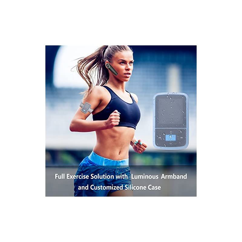 Clip MP3 Player,  16GB Bluetooth MP3 Player with Sweatproof Silicone Case and Sport Armband, Support FM Radio, FM Recording, Bookmark, Expandable up to 128GB