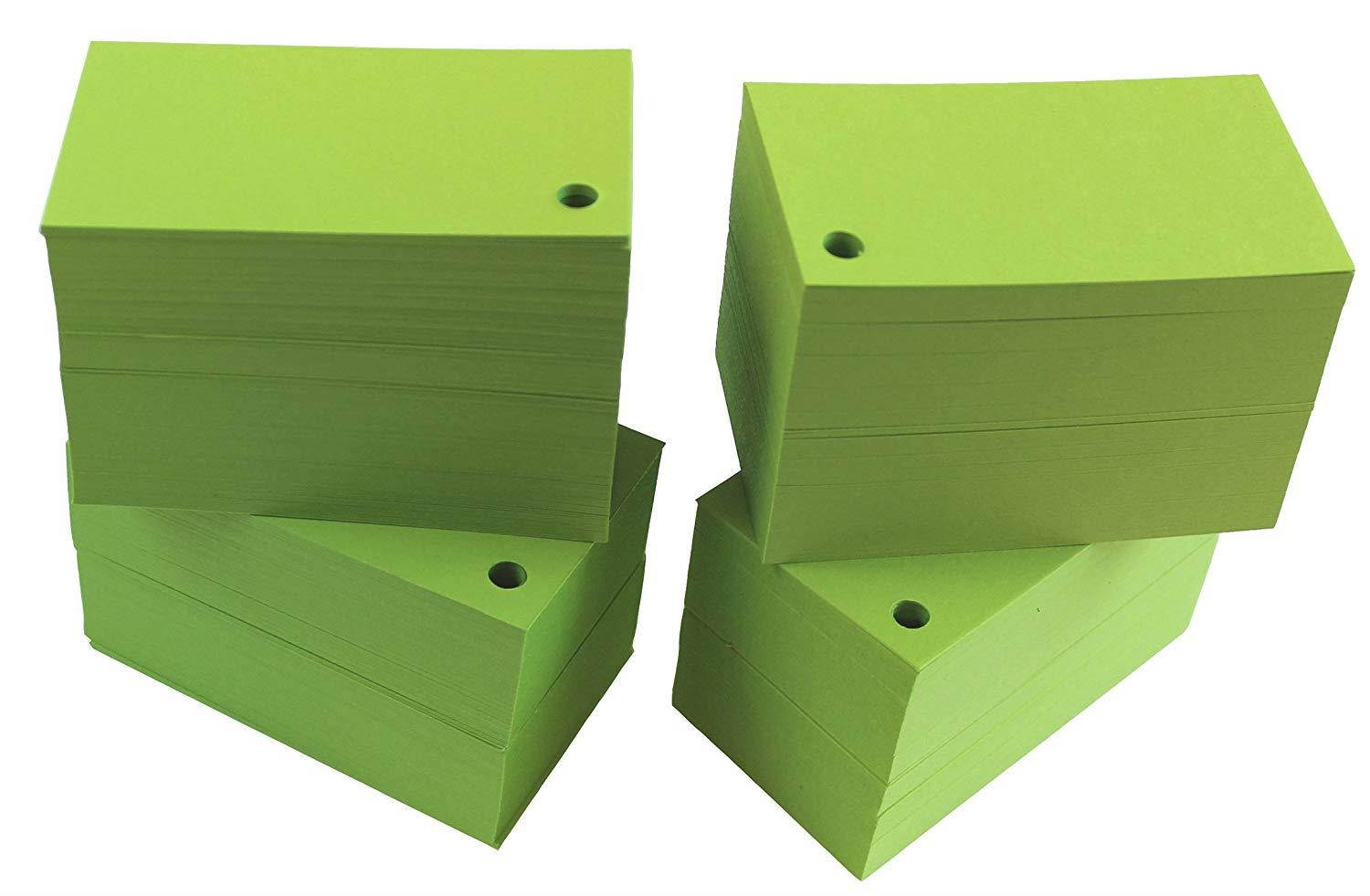 Debra Dale Designs - Small Blank Study Flash Cards - 3.5 x 2 Inches - Terra Green - Single Hole Punched - 5 Binder Rings - Heavy 100# Cover Card Stock