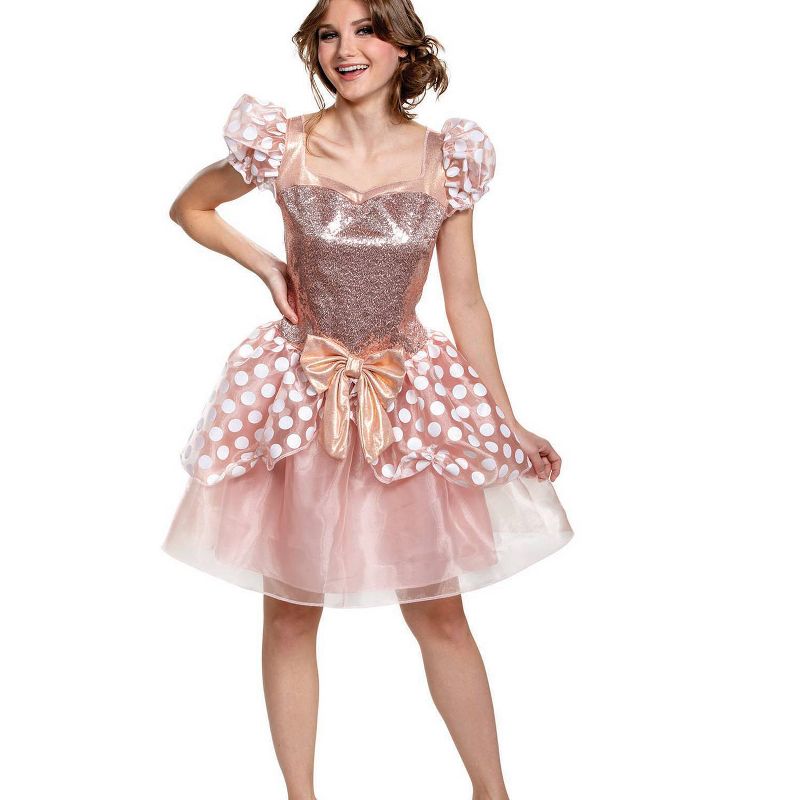 Adult Plus Minnie Mouse Rose Gold Halloween Costume XL