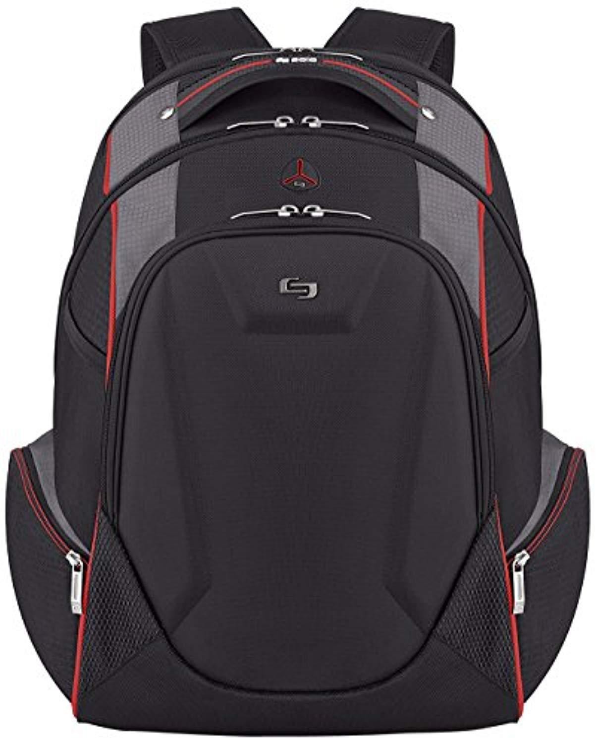 solo launch 17.3 inch laptop backpack with hardshell front pocket, black