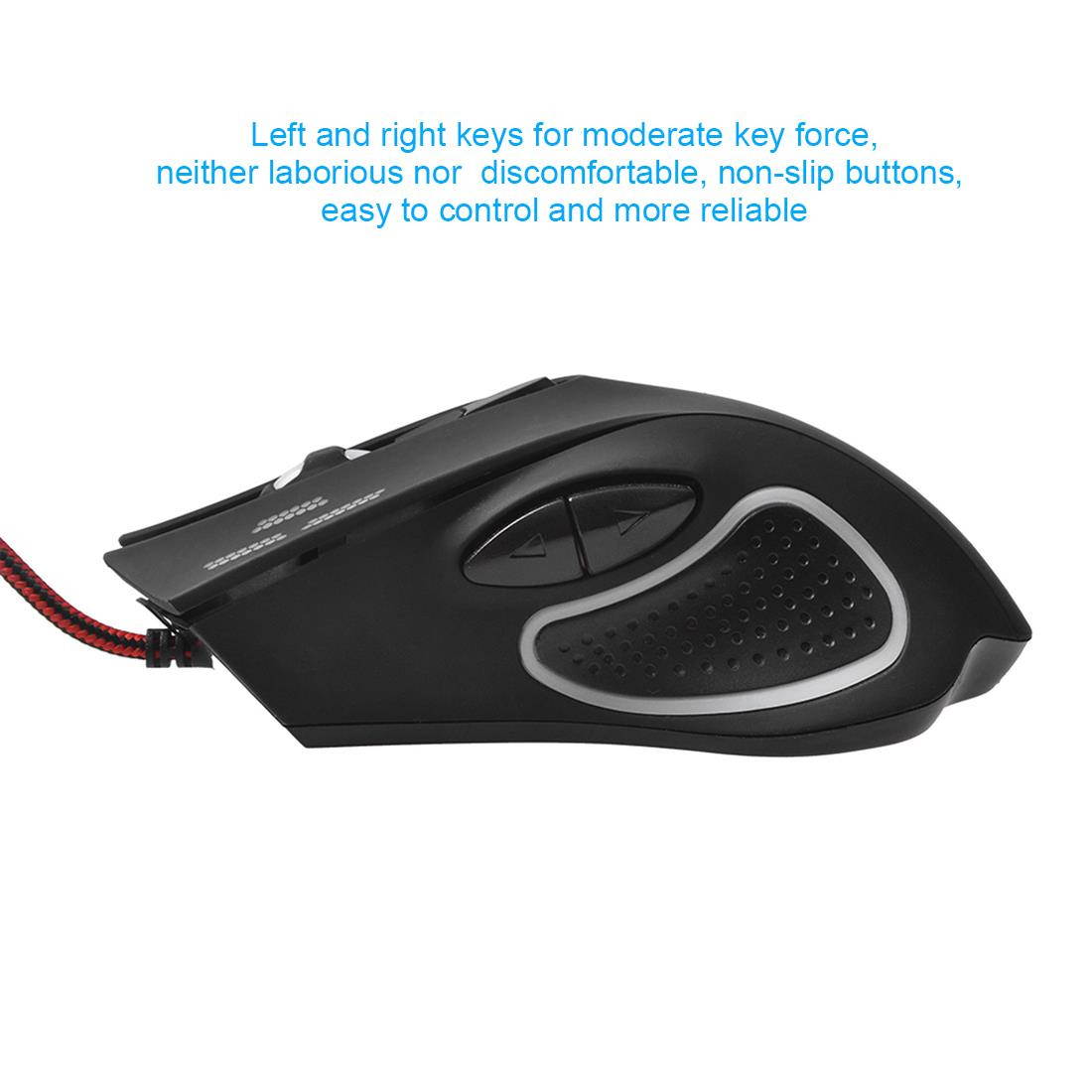 MMSM 5 Keys Wired Game Mouse Gaming Mice with Lighting Black