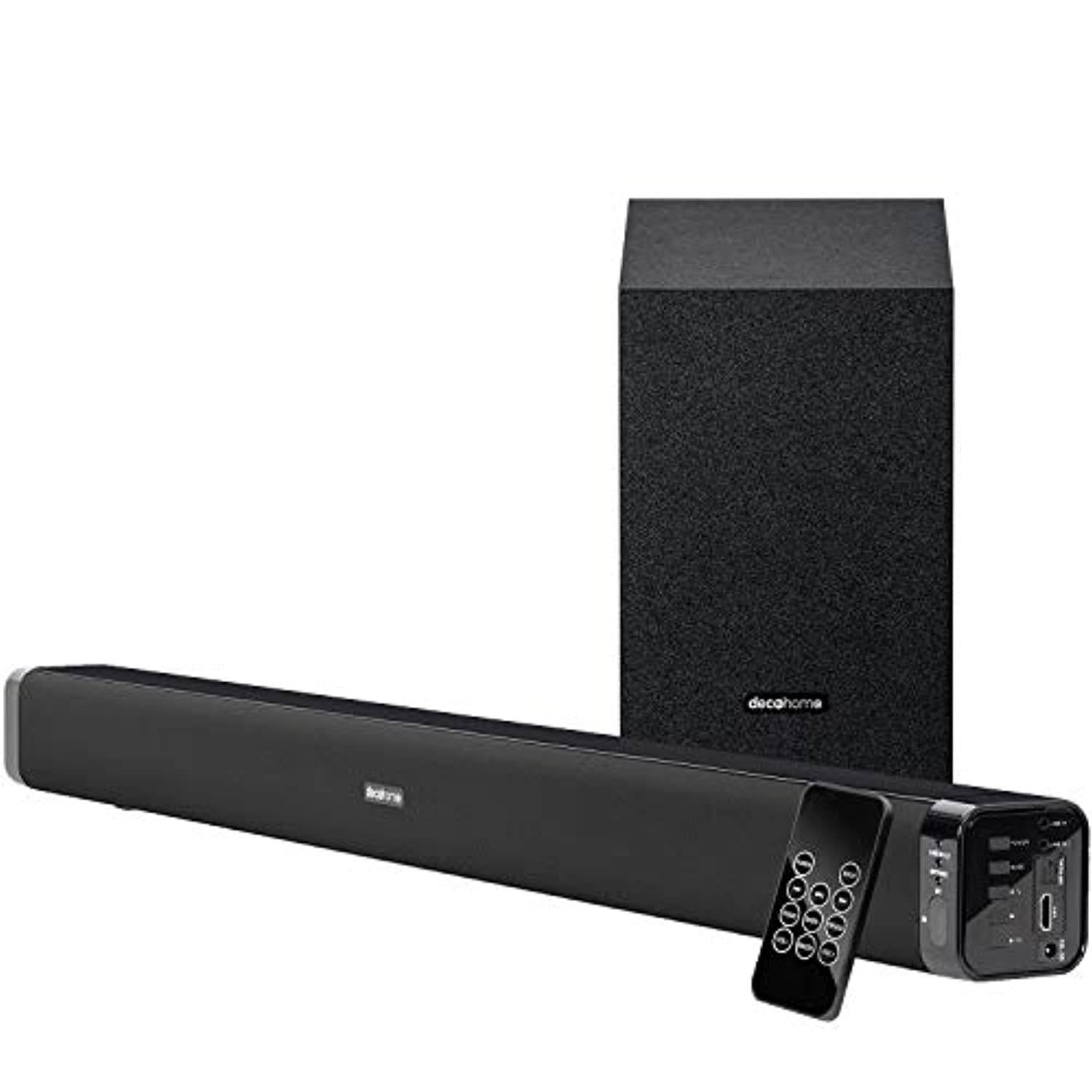 Deco Home 60W Soundbar with Subwoofer - Premium 2.1 Channel Audio - Wireless Connectivity (SB100BLK)