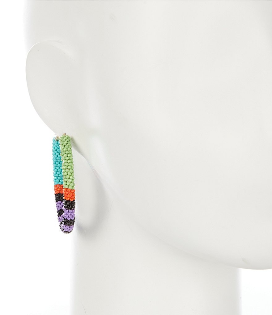 Natasha Accessories Beaded Hoop Earrings