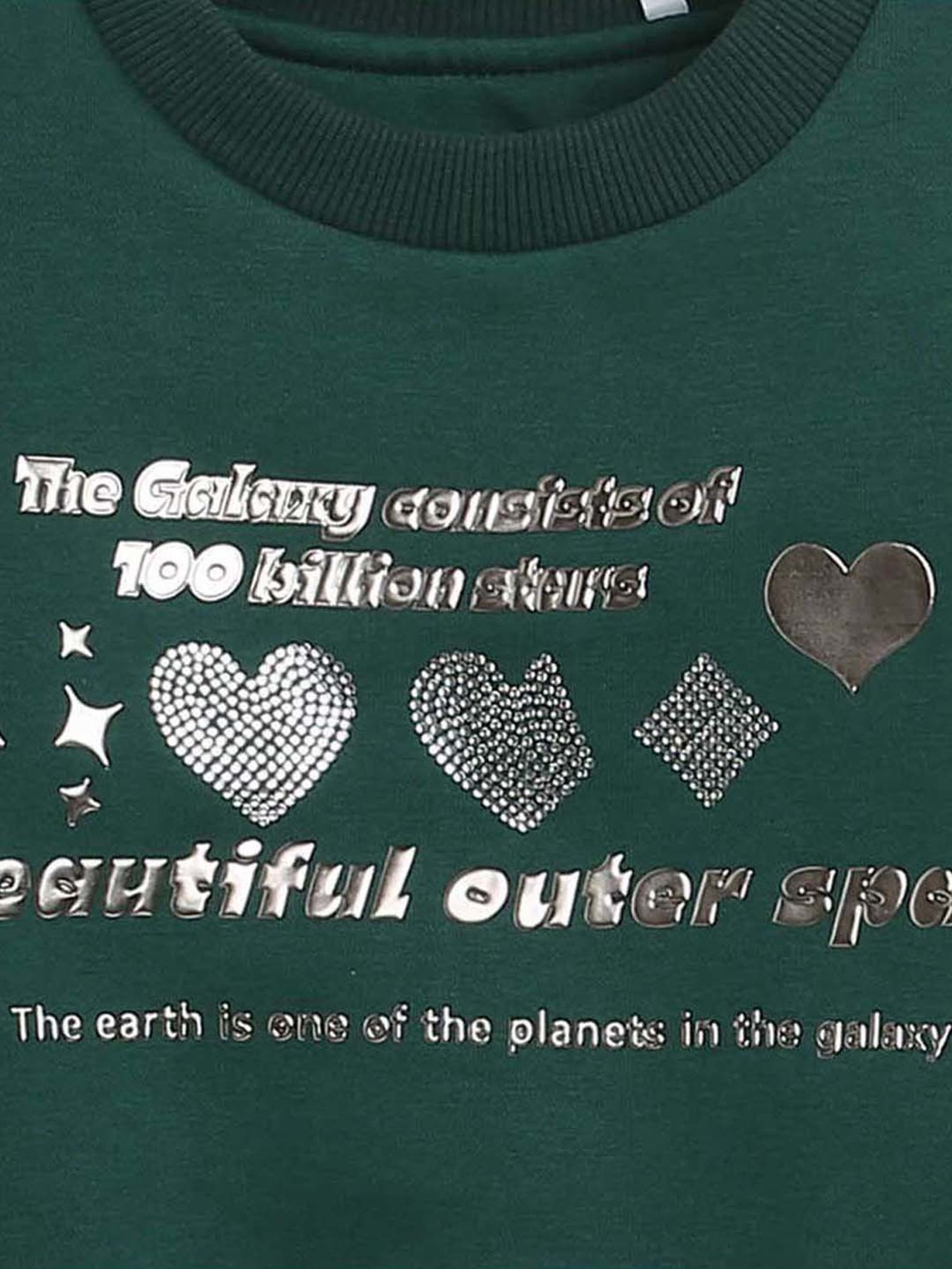 Tiny Girl Kids Green Printed Full Sleeves Sweatshirt