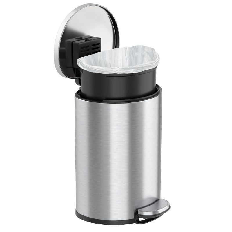 iTouchless Step Pedal Bathroom Trash Can with AbsorbX Odor Filter and Removable Inner Bucket 3 Gallon Semi-Round Stainless Steel