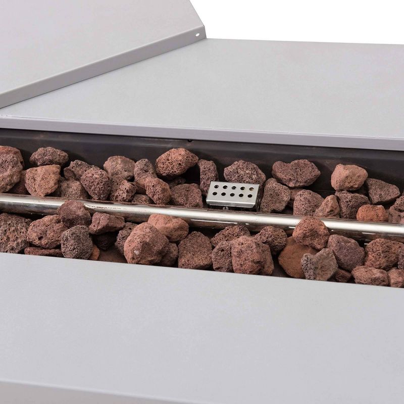 Piedmont Rectangular Outdoor Unique Gas Stone Firepit Light Gray - Sunjoy