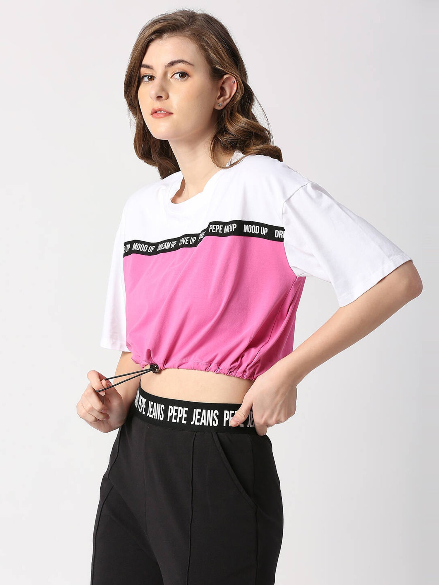 Pepe Jeans White & Pink Color-Block T-Shirt
