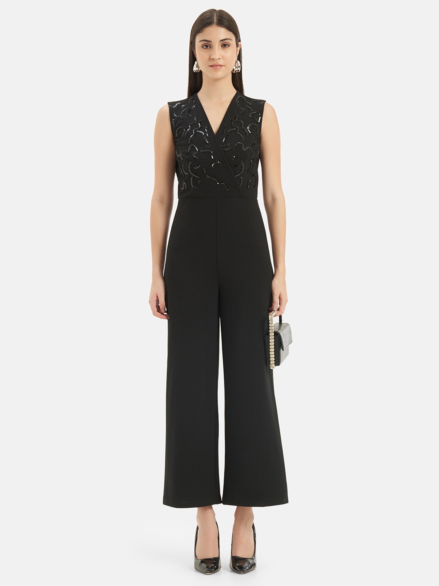 Kazo Black Embellished Jumpsuit