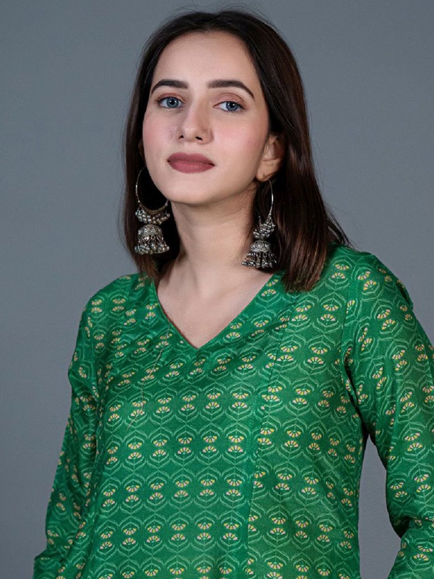Eeshva India Bright Green Kali Kurta