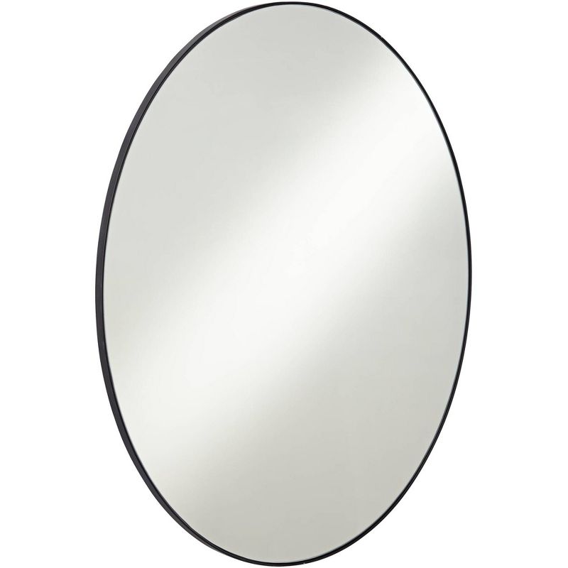 Noble Park Aryn Matte Black Metal 23 1/2" x 30" Oval Wall Mirror