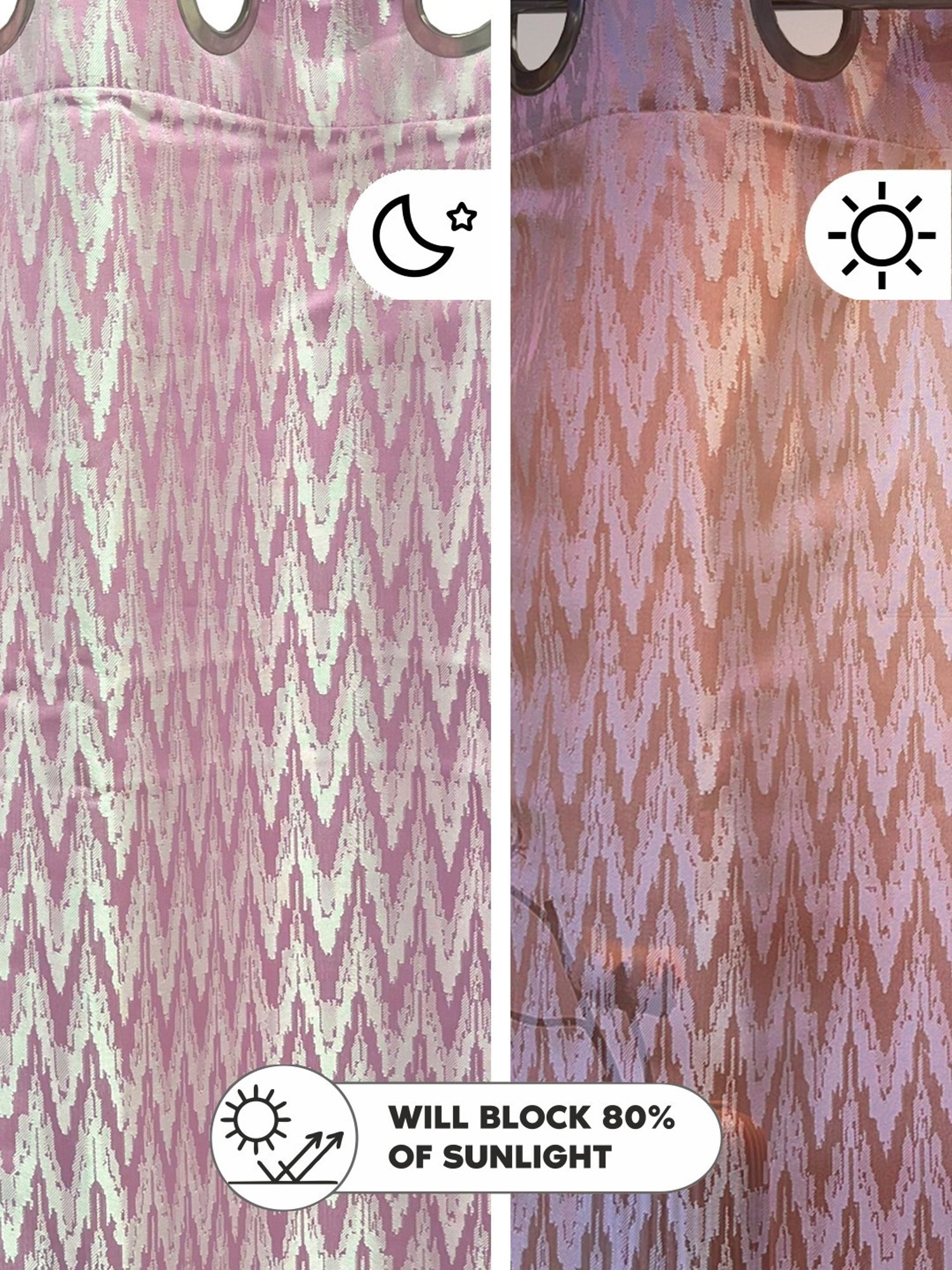 Swayam Cream & Blue Printed Faux Silk Door Curtains - Set of 2