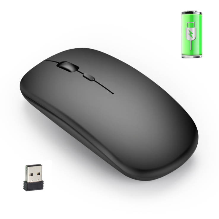 Rechargeable wireless mouse mute 2.4G office mouse with 500 mAh built-in battery