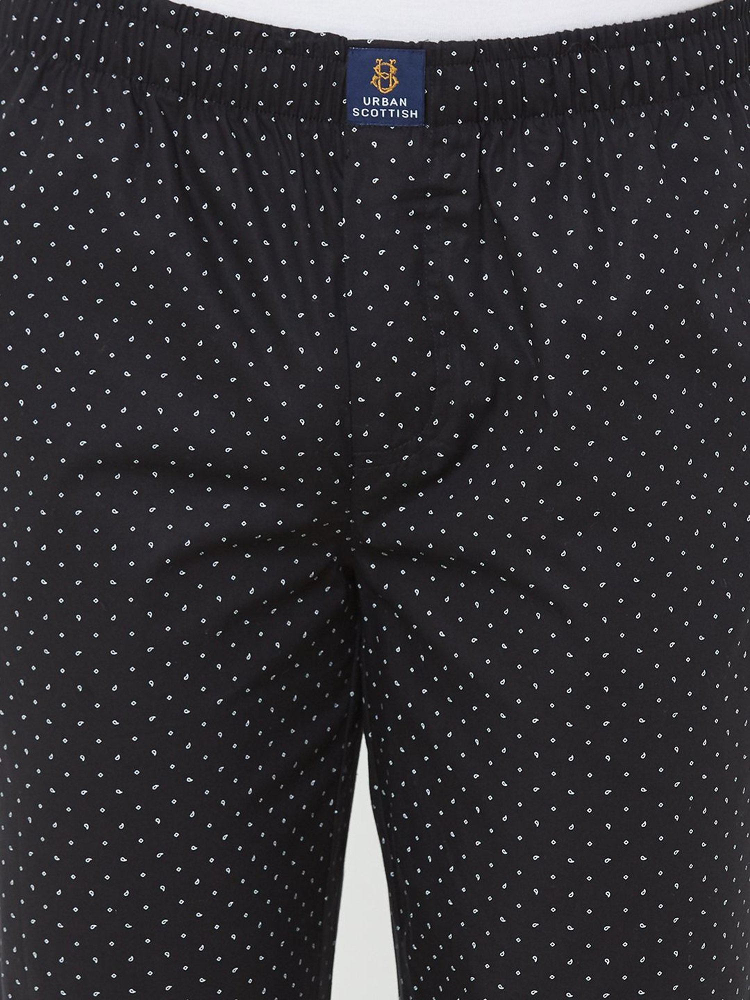 Urban Scottish Black Regular Fit Printed Nightwear Pyjamas