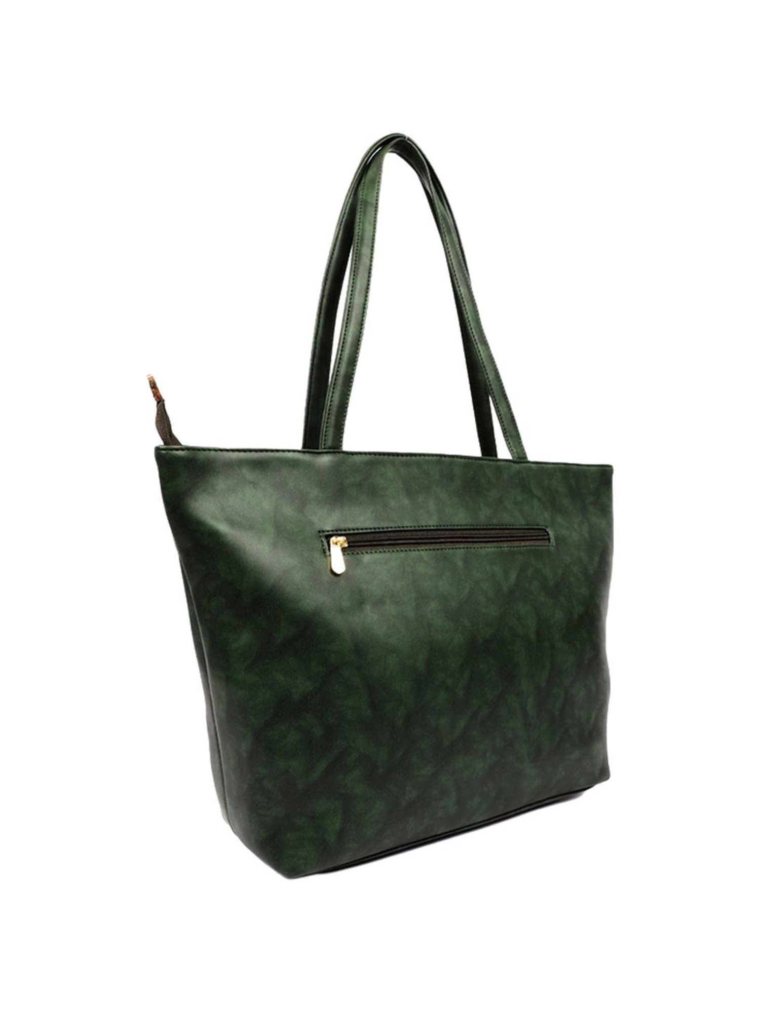 Carlton London Green Solid Medium Tote Handbag