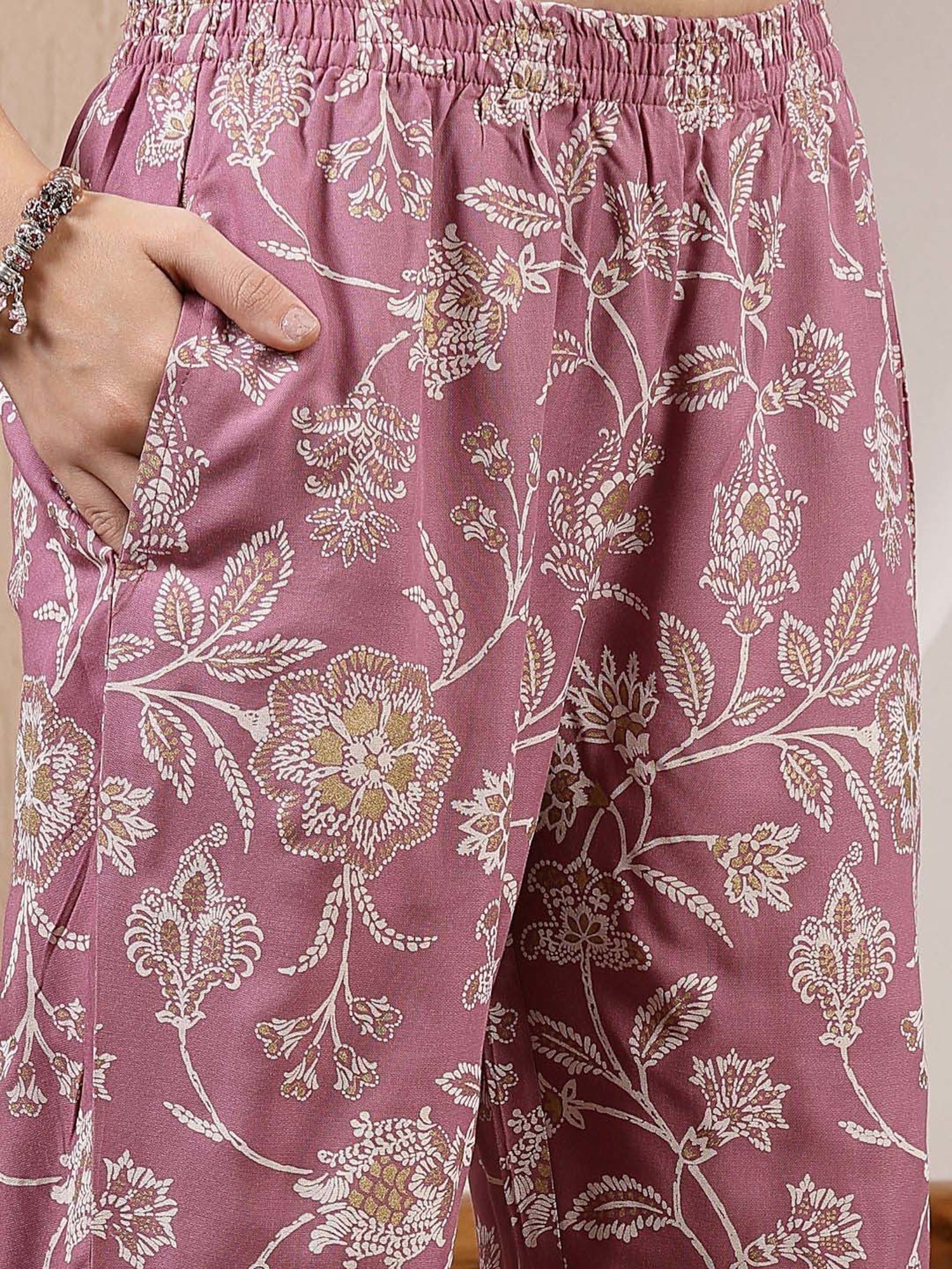 Stylum Purple Printed Top Pant Set