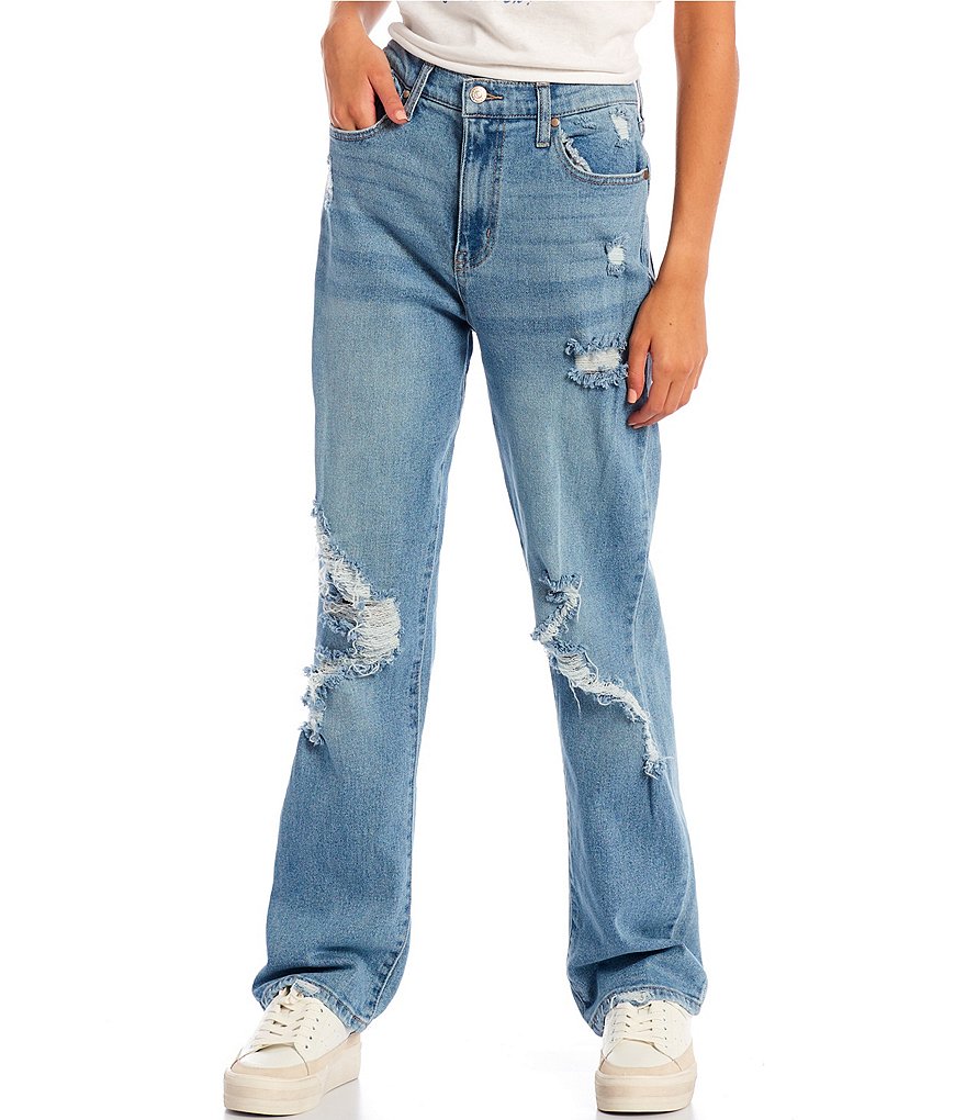 Celebrity Pink Shadow Knee Mid Rise Straight Jeans