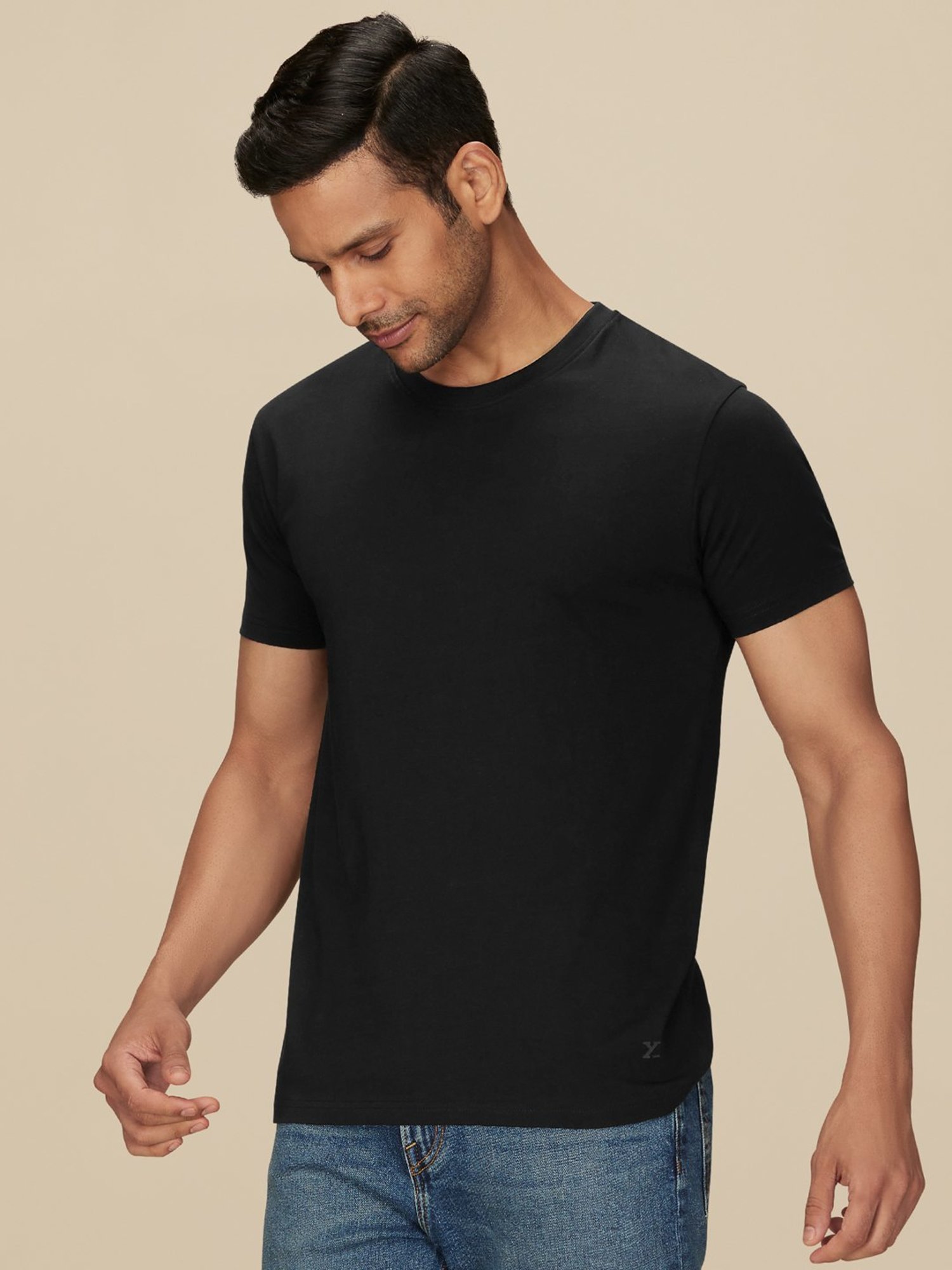 XYXX Pitch Black Cotton Regular Fit T-Shirts