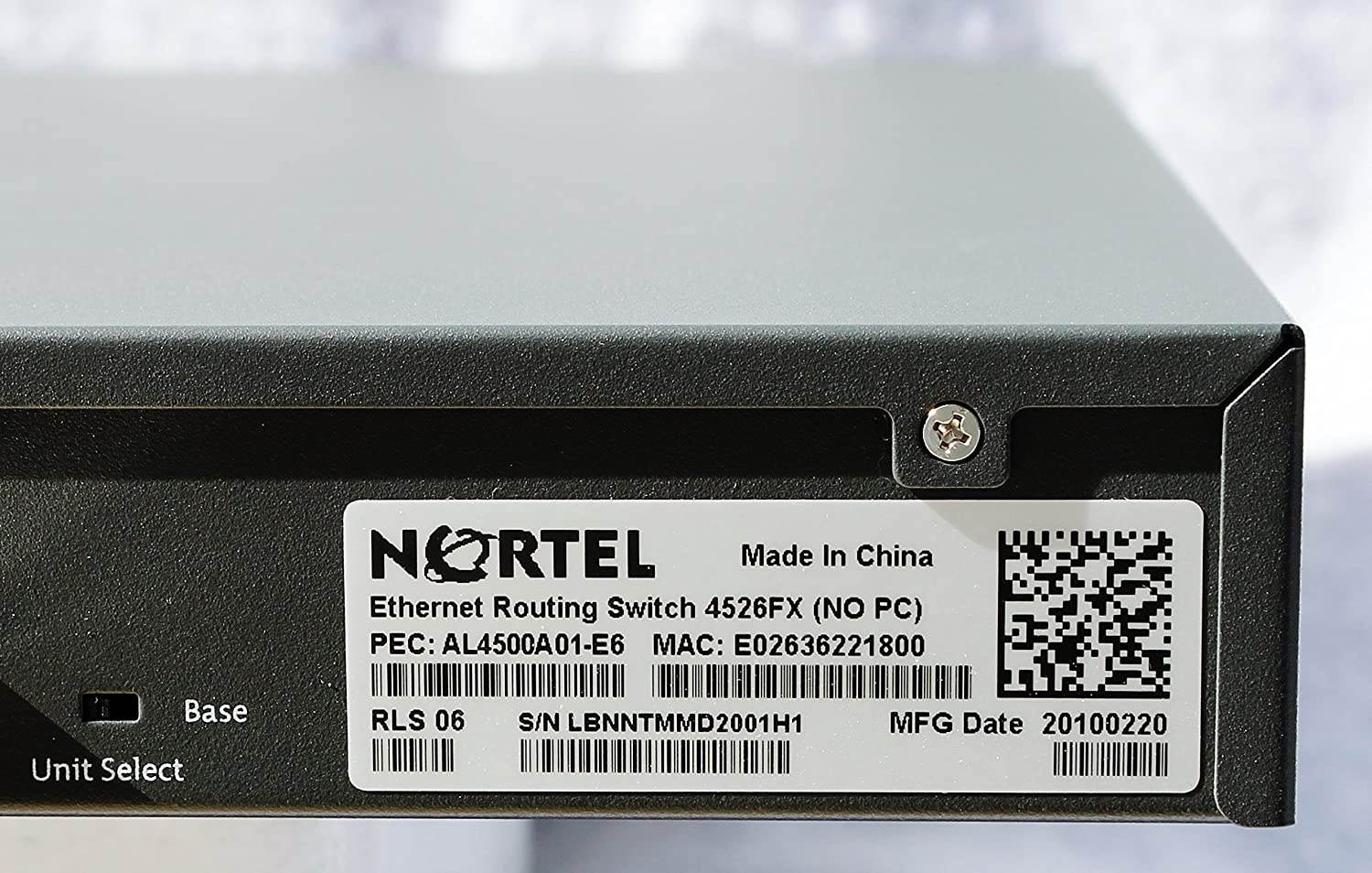 Nortel AL4500E01-E6 4526FX Ethernet Routing Switch w/US Power Cord