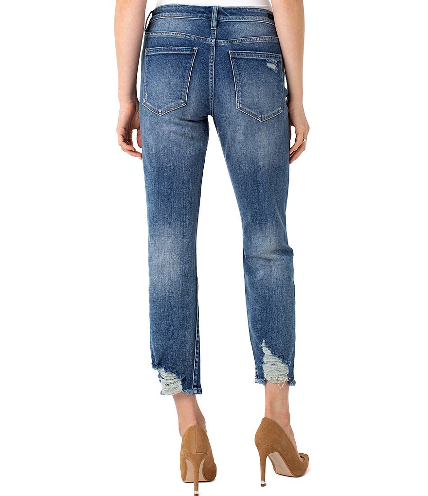 Liverpool Los Angeles Crop Straight Leg Destructed Cuff 5-Pocket Style Jeans