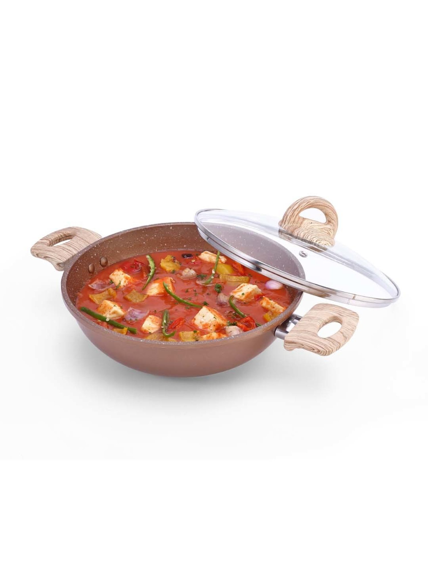 Wonderchef Duralife Brown Aluminium 24 cm Kadhai With Lid