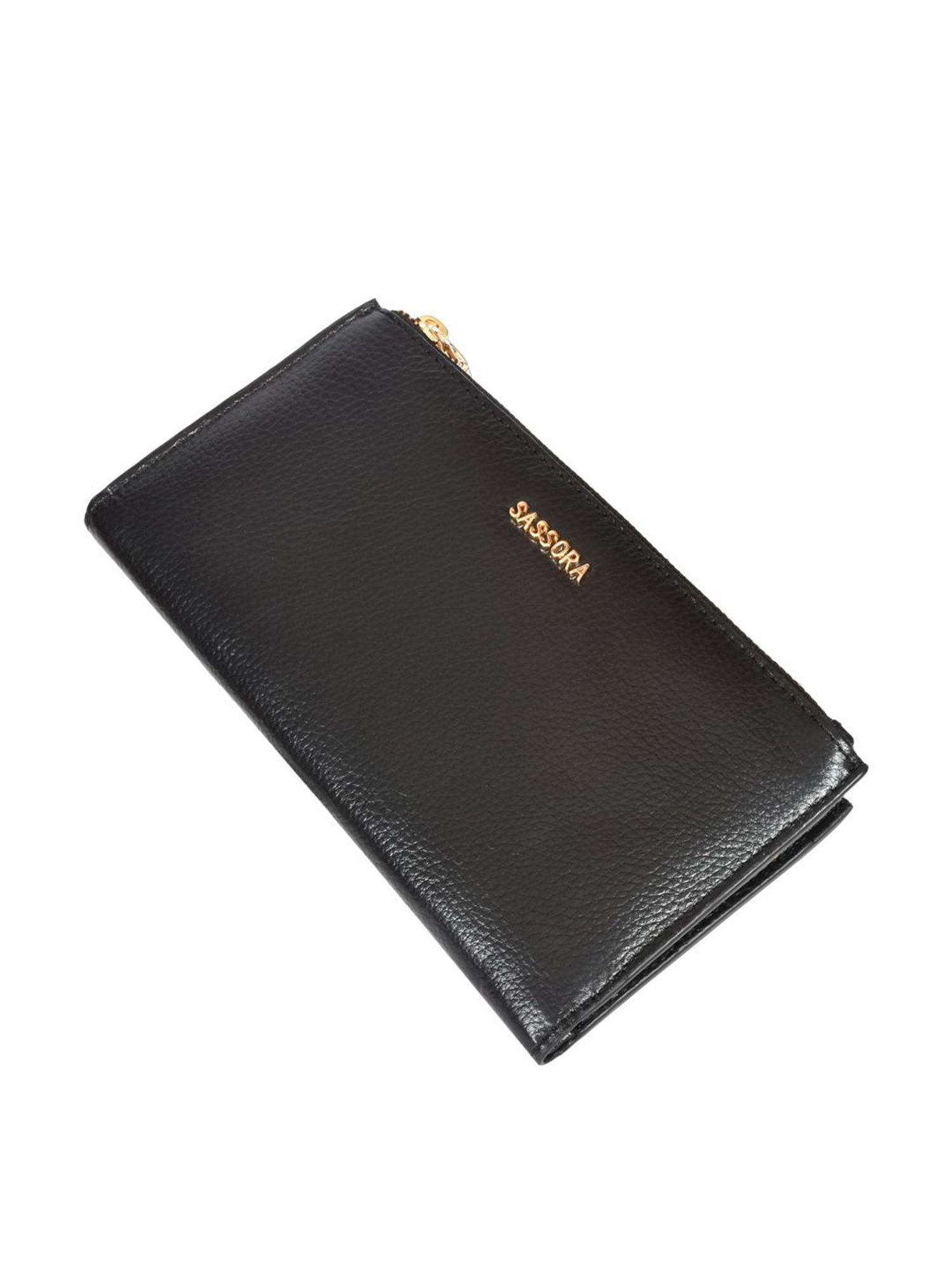 SASSORA Lyla Black Leather Bi-Fold Wallet
