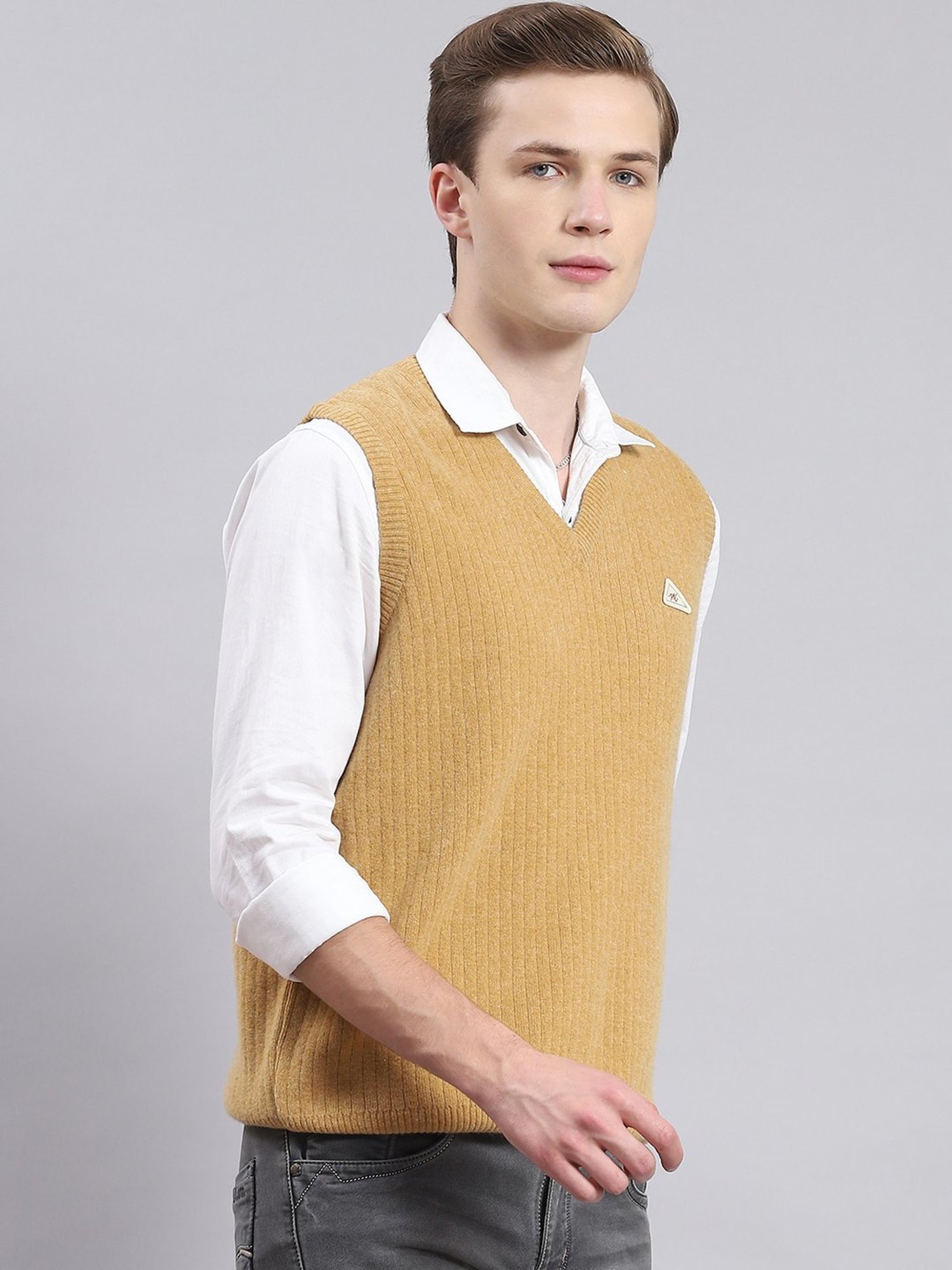 Monte Carlo Camel Regular Fit Lambs Wool Sweater