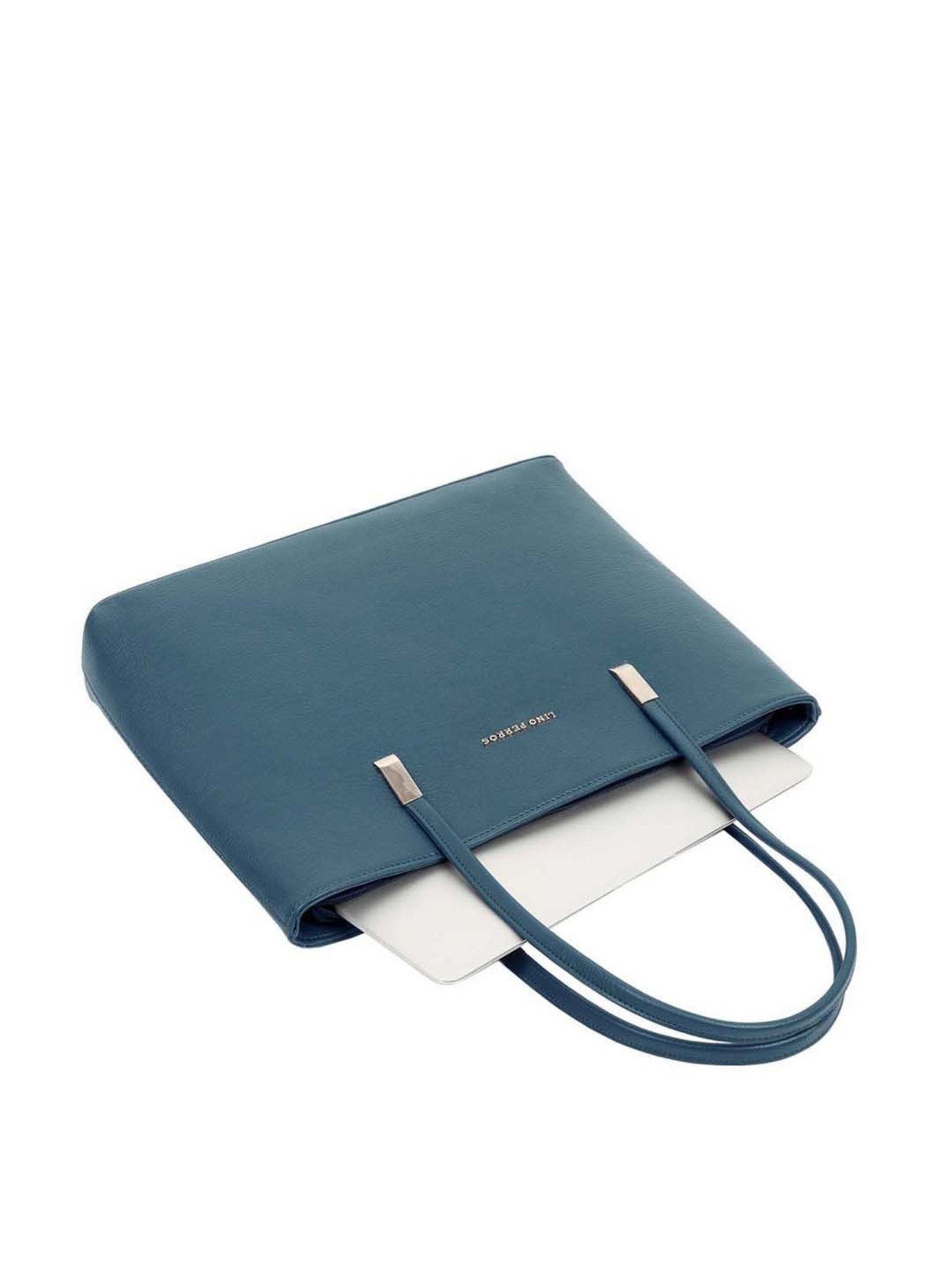 Lino Perros Teal Solid Large Tote Handbag