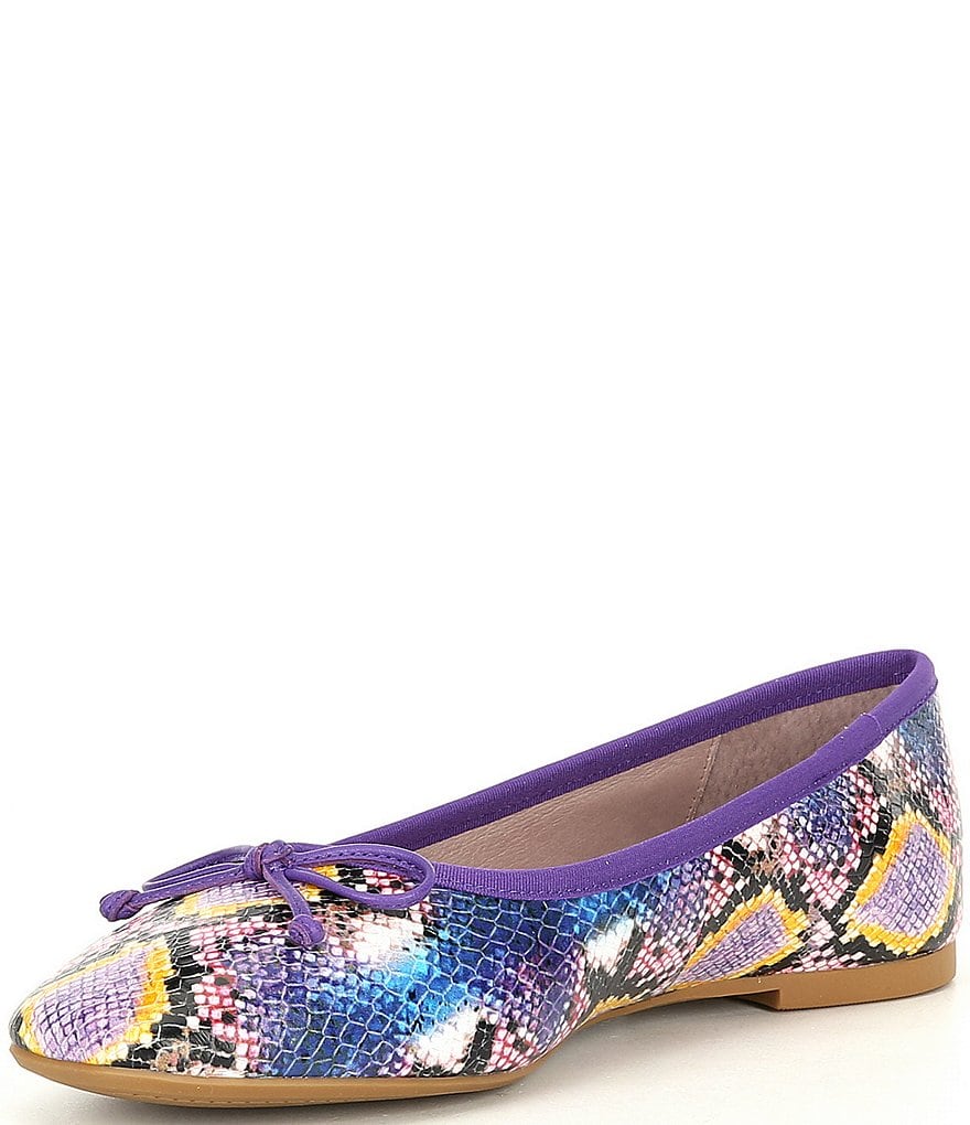 Deltan Quinn Snake Print Square Toe Ballet Flats