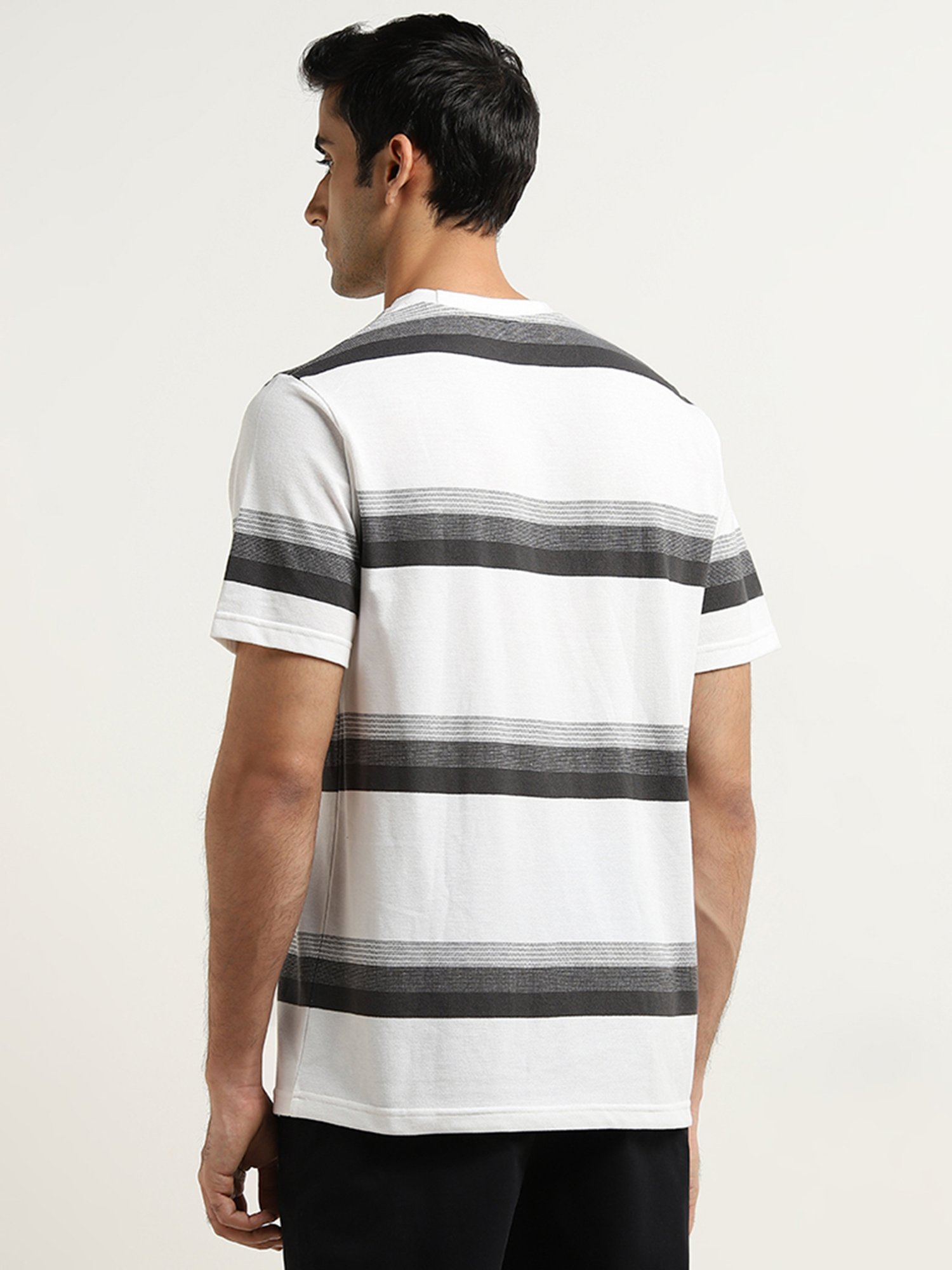WES Lounge by Westside Grey Striped Relaxed-Fit T-Shirt