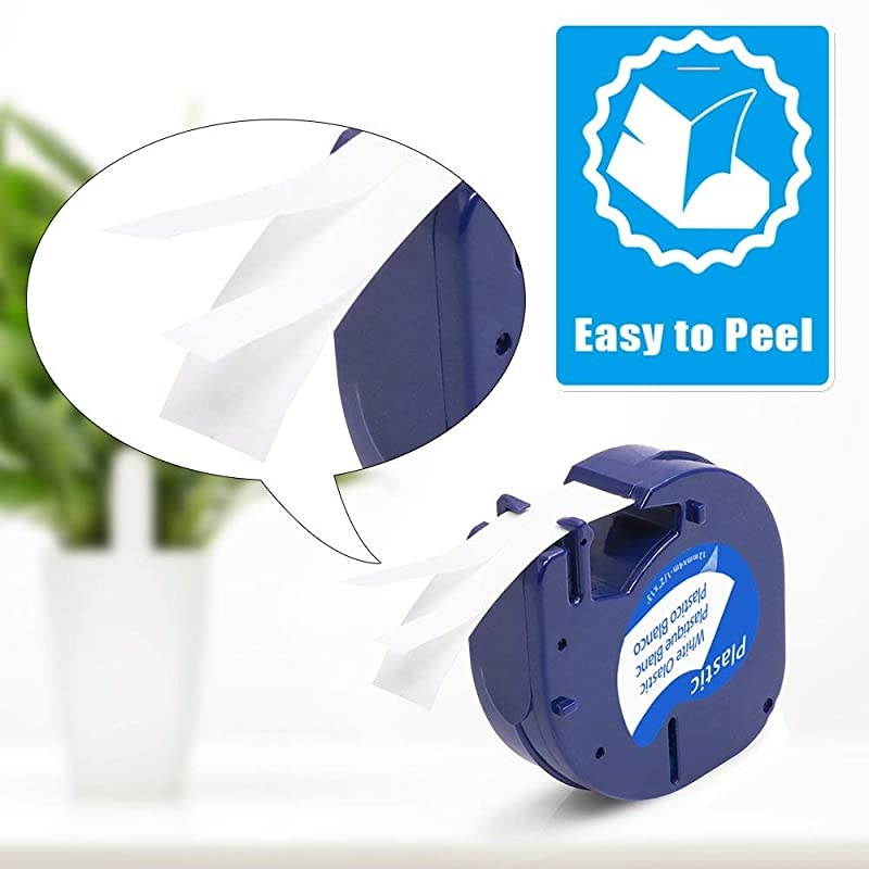 Compatible Label Tape Replacement for DYMO LetraTag Refills 91331 12mm Plastic White Tape for Label Maker QX50, LT-100H, LT-100H Plus and LT-100T, 1/2 Inch x 13 Feet, Black on White, 3 Pack