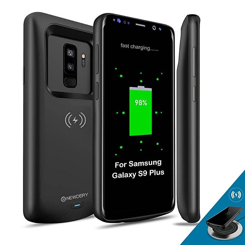 Upgraded Samsung Galaxy S9 Plus Battery Case Qi Wireless Charging Compatible, 5200mAh Slim Rechargeable Extended Charger Case Compatible Samsung Galaxy S9+ Plus (6.2 Inches Black)