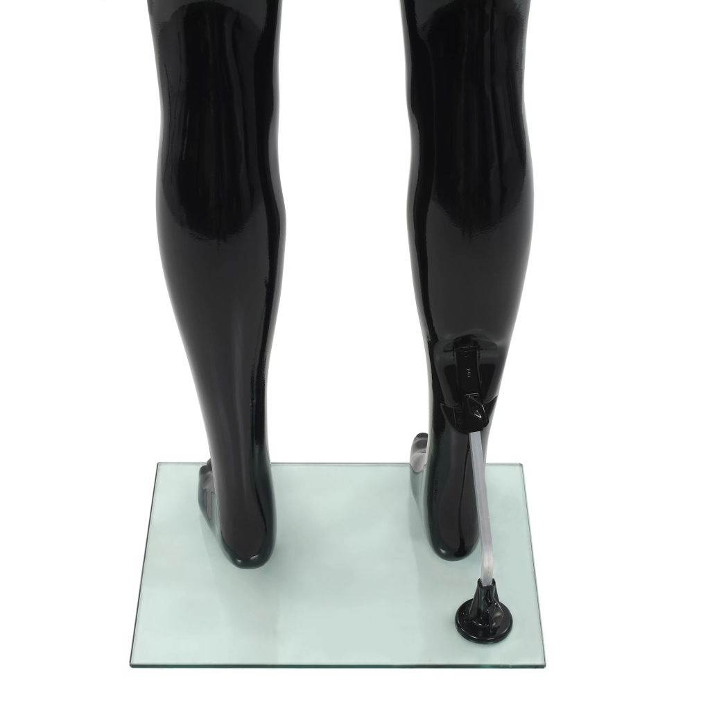 vidaXL Full Body Male Mannequin with Glass Base Glossy Black 72.8" Display