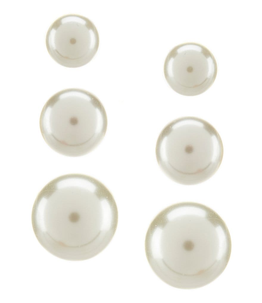 Tailored Faux-Pearl Stud Trio Earring Set