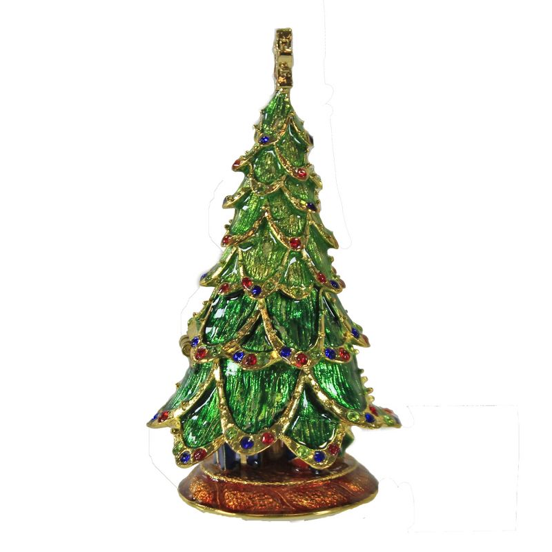 Hinged Trinket Box 3.75" Christmas Tree With Star Box Magnetic Presents  -  Decorative Figurines
