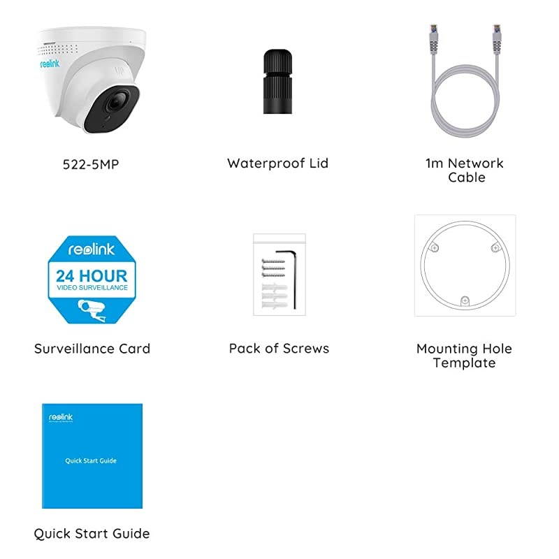 5MP PoE Turret Security Camera Super HD 3X Optical Zoom IP66 Waterproof with Builtin Micro SD Card Slot Outdoor Indoor Camera Ceiling Mount 100ft IR Night Vision AudioCan not Pan RLC522