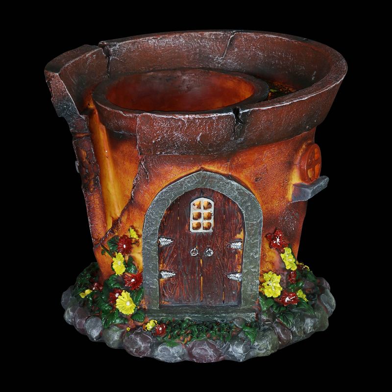7.48" Resin Solar Fairy House Flower Pot - Exhart