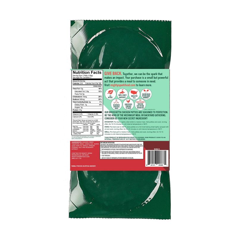 Mighty Spark Bruschetta Chicken Patties - 9oz