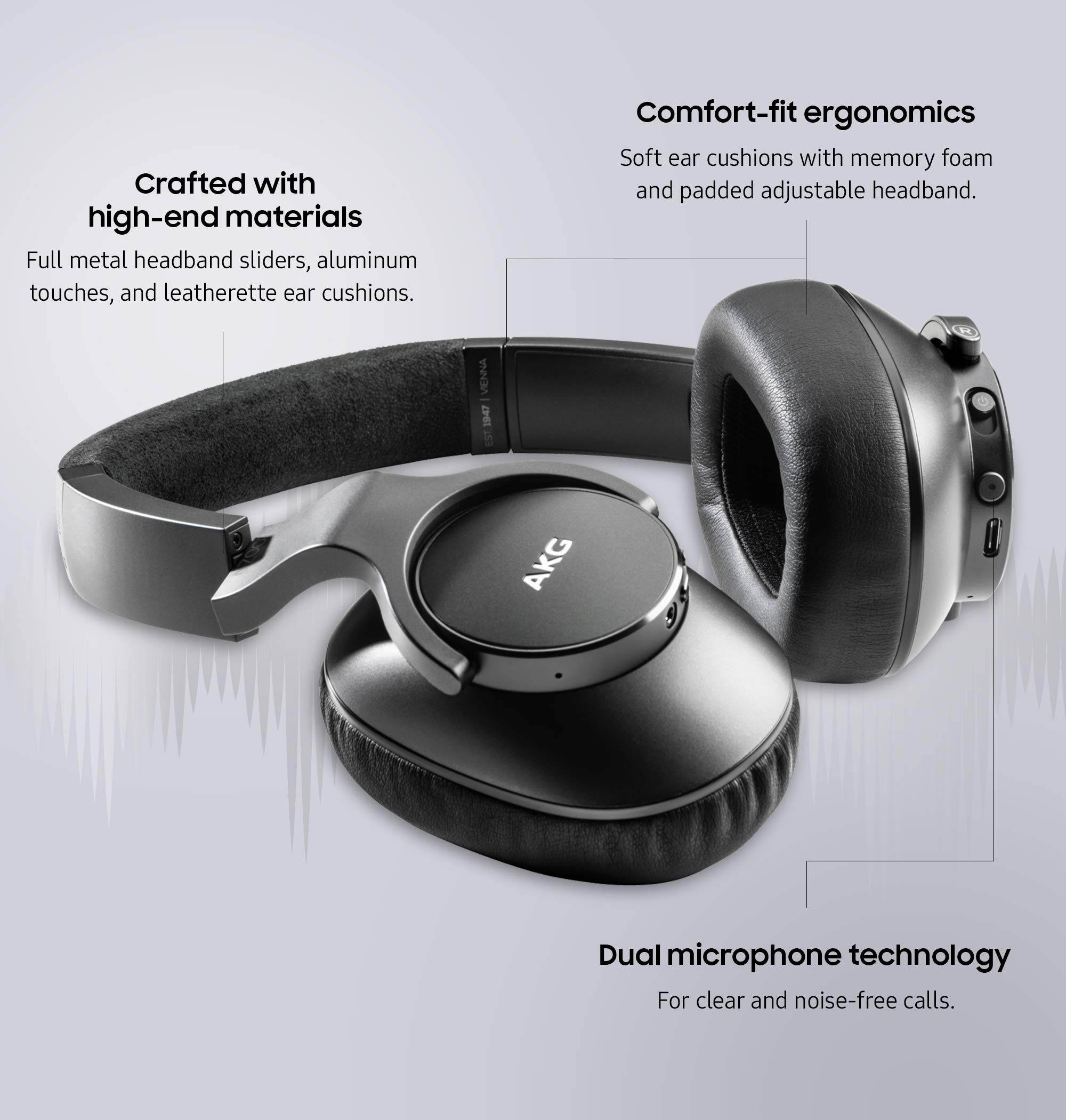AKG (A Samsung Brand) N700NC M2 Over-Ear Foldable Wireless Headphones, Active Noise Cancelling Headphones - Black (US Version)