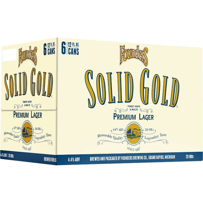 Founders Solid Gold Premium Lager Beer - 6pk/12 fl oz Cans