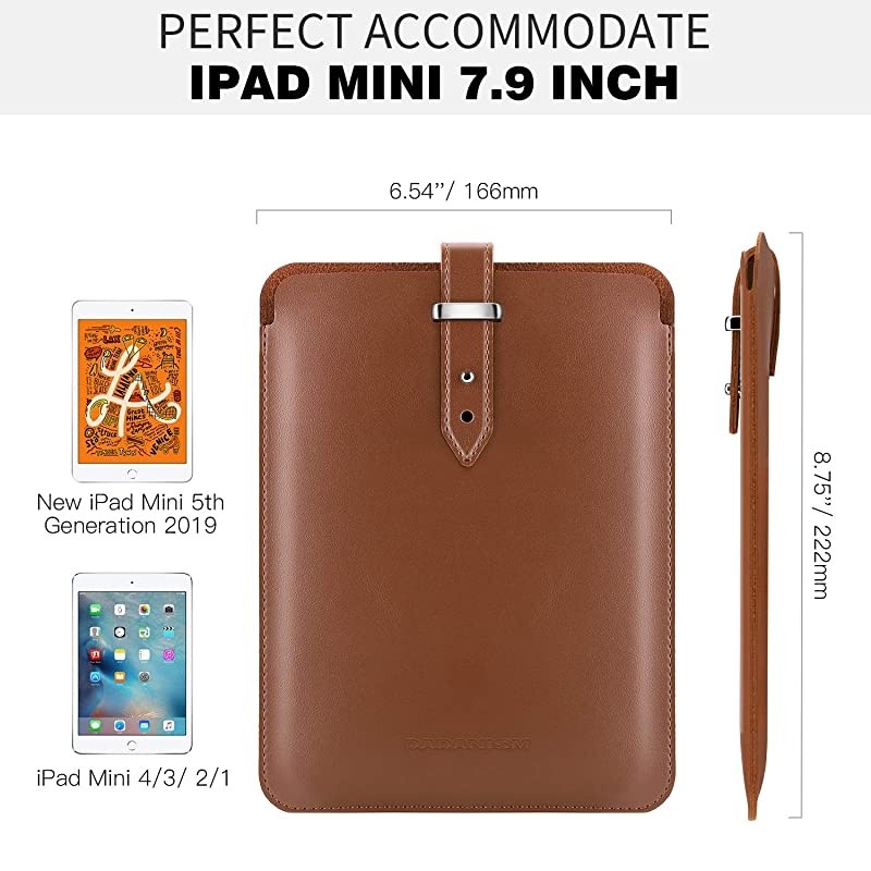 79 Tablet Sleeve Case for iPad Mini 5 2019 Mini 4 3 2 1 Premium PU Leather Pouch Protective Cover Bag Ultra Lightweight Slim EReader Carrying Bag Brown