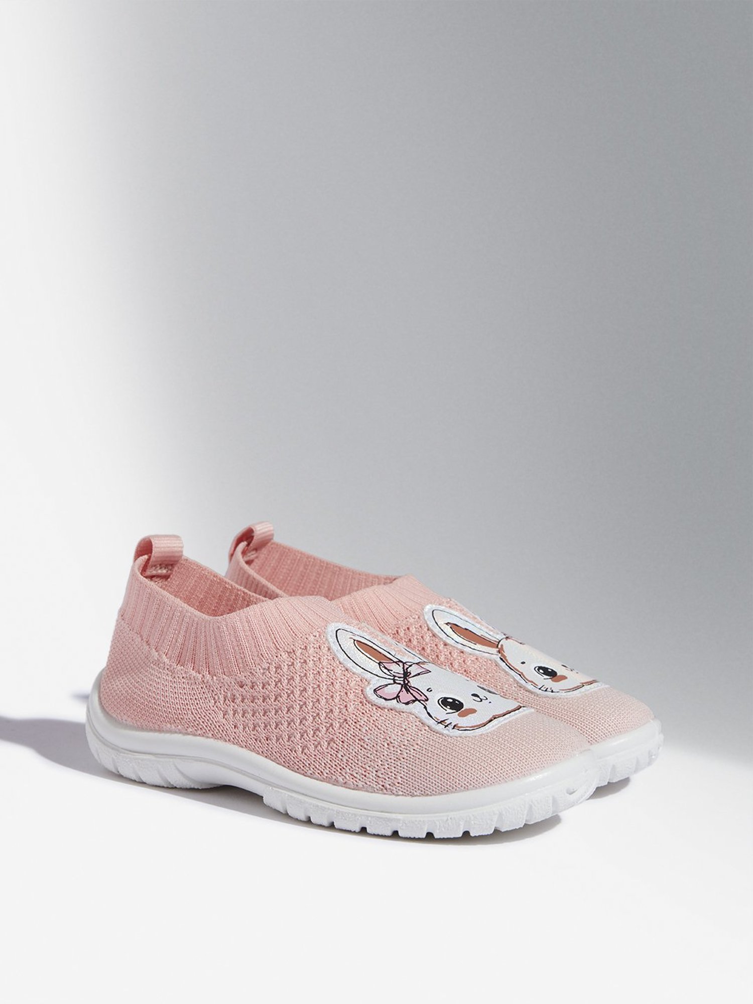 Yellow by Westside Coral Bunny Applique Knitted Shoes